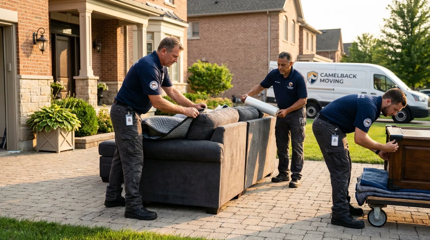 Large estate moving crew wrapping furniture in Marshall, MO